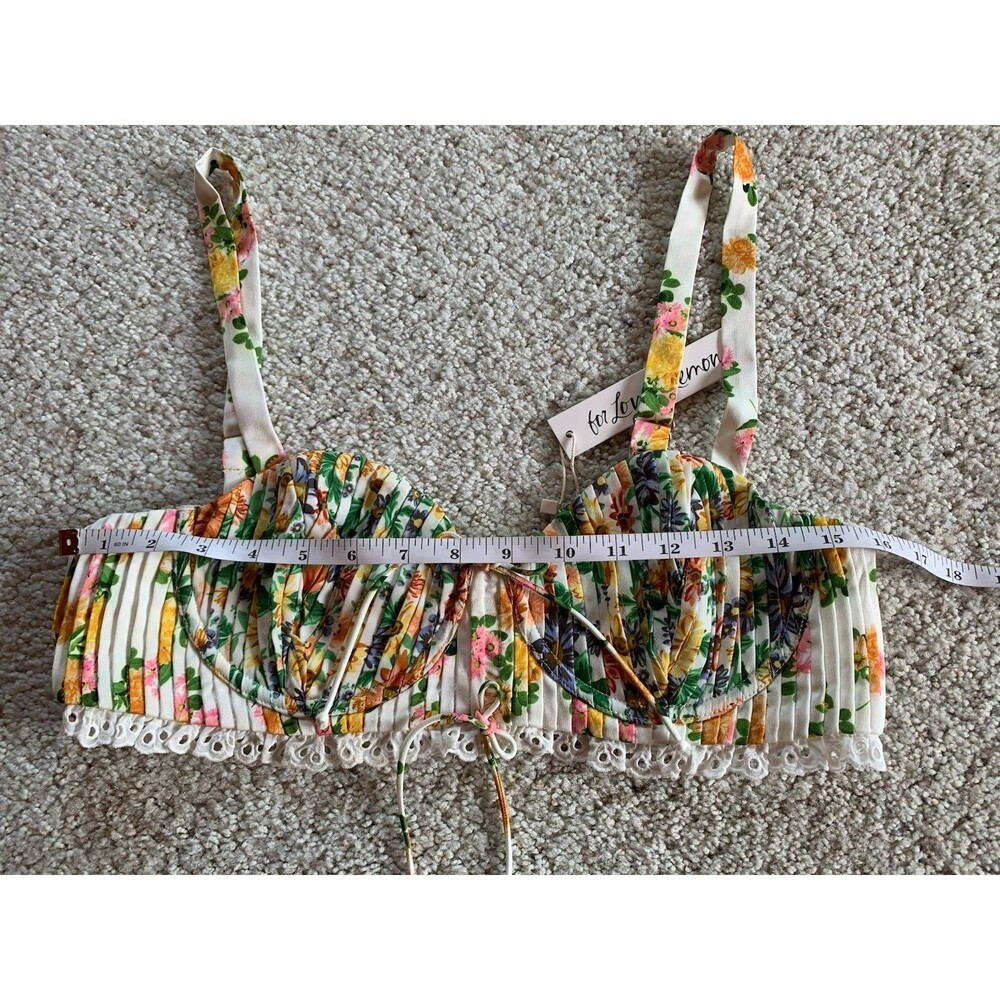 For Love And Lemons Rosalyn Floral Yellow Crop Top Bustier XL Cottage New - Picture 8 of 10